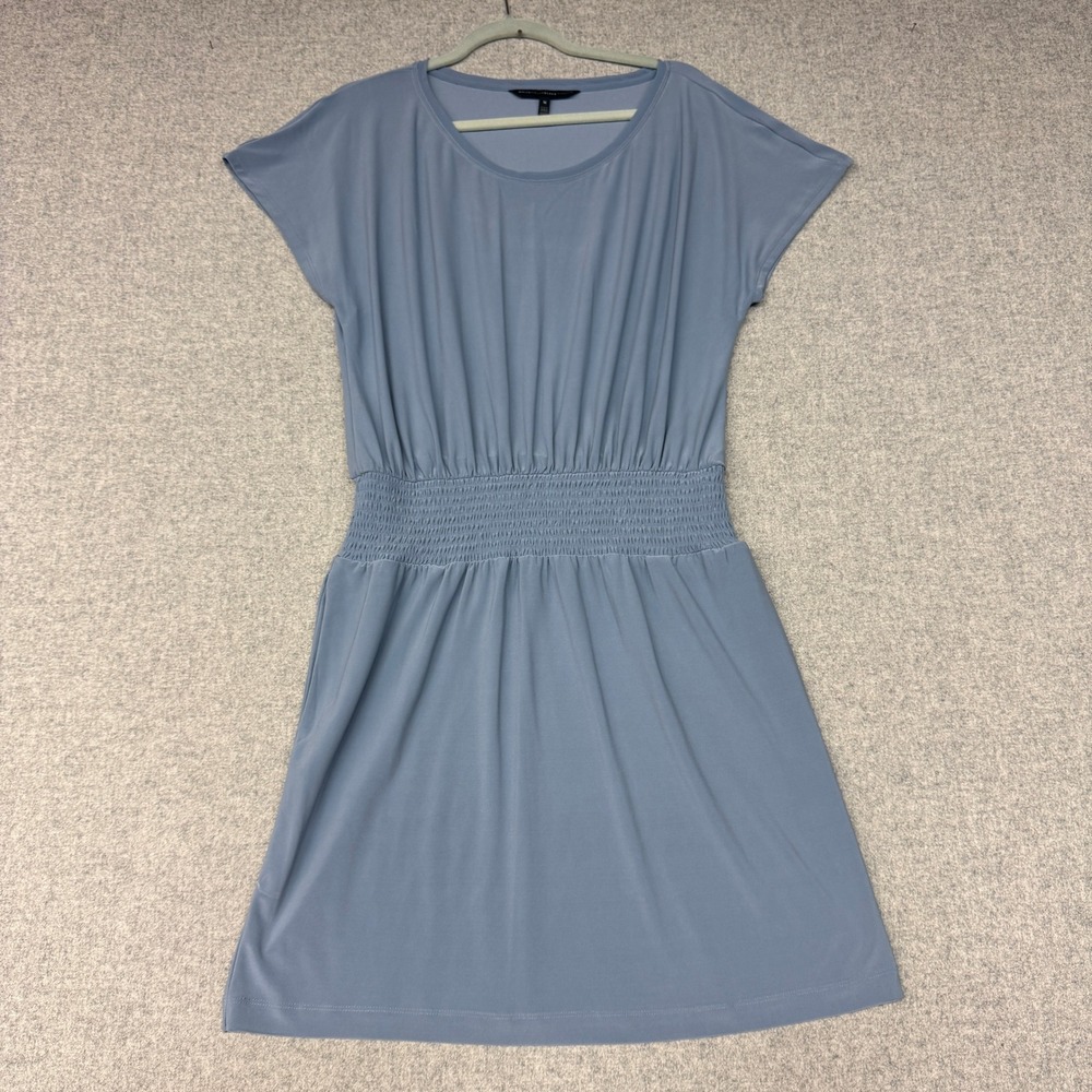 White House Black Market | Smocked Waist Dress | M | Blue | Short Sleeve Jersey